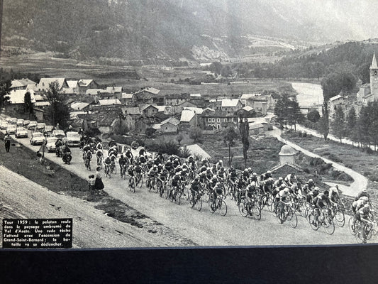 Tour de France vintage print - Alps Grand st Bernard c1958