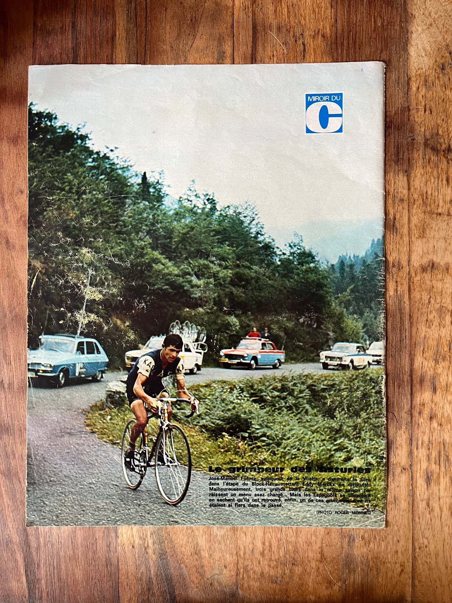 Vintage Tour de France cycling print c1972 José Manuel Fuente