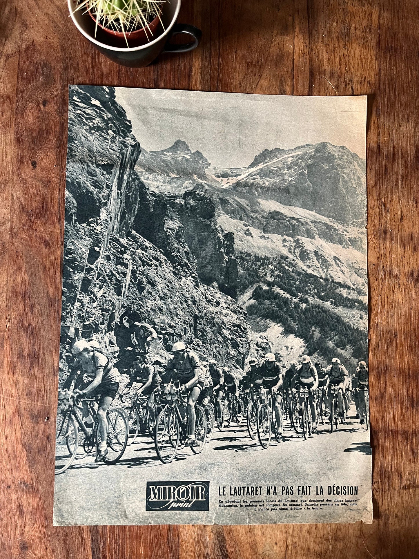 Vintage Tour de France cycling print - Mt Lautaret