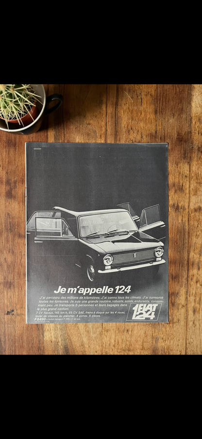 Vintage Fiat 124 Advertisement, 1967