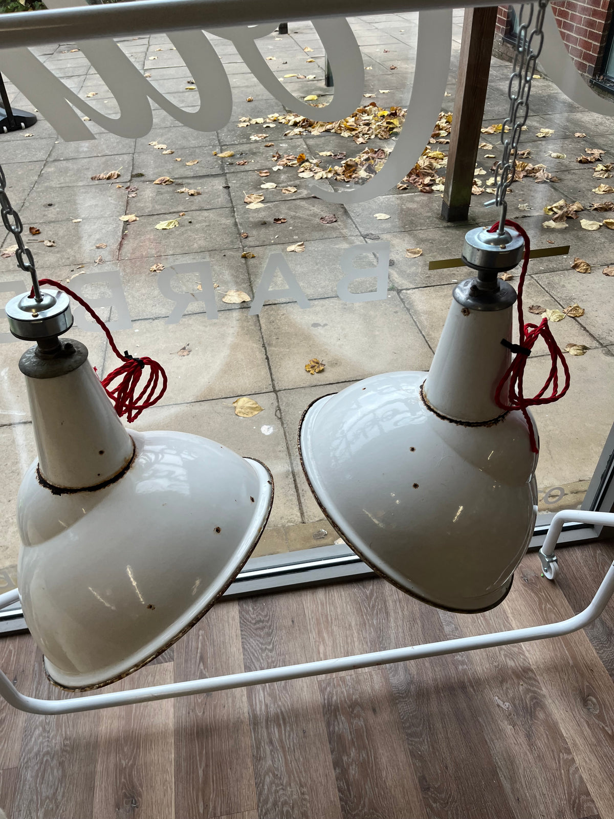 Vintage Parabolic  Factory Lamp Shades - Benjamin 1930s/40s large 43cm diameter (PAIR)