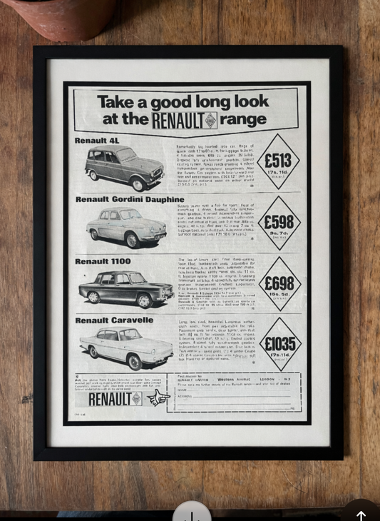 Vintage 1960s Renault car advertisement
