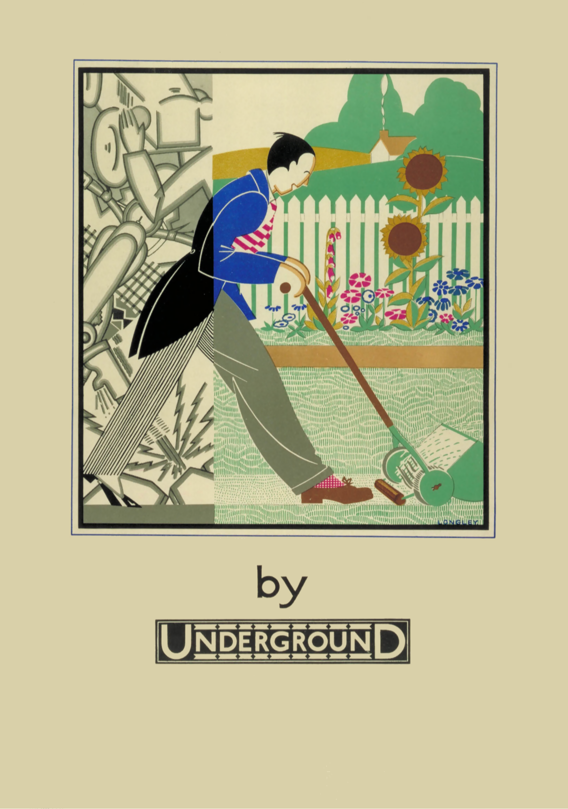 Vintage Advertising Poster - London Transport, Gardening by underground Stanislav S Longley 1933