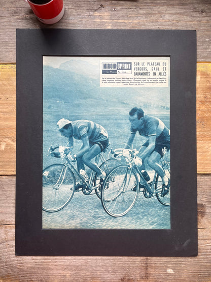 Vintage cycling print Tour de france  Charly Gaul Federico Bahamontes 1959