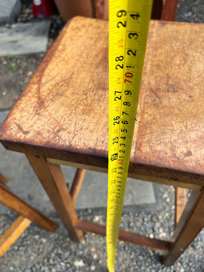 Vintage 1950s wooden School Lab Stool - pair