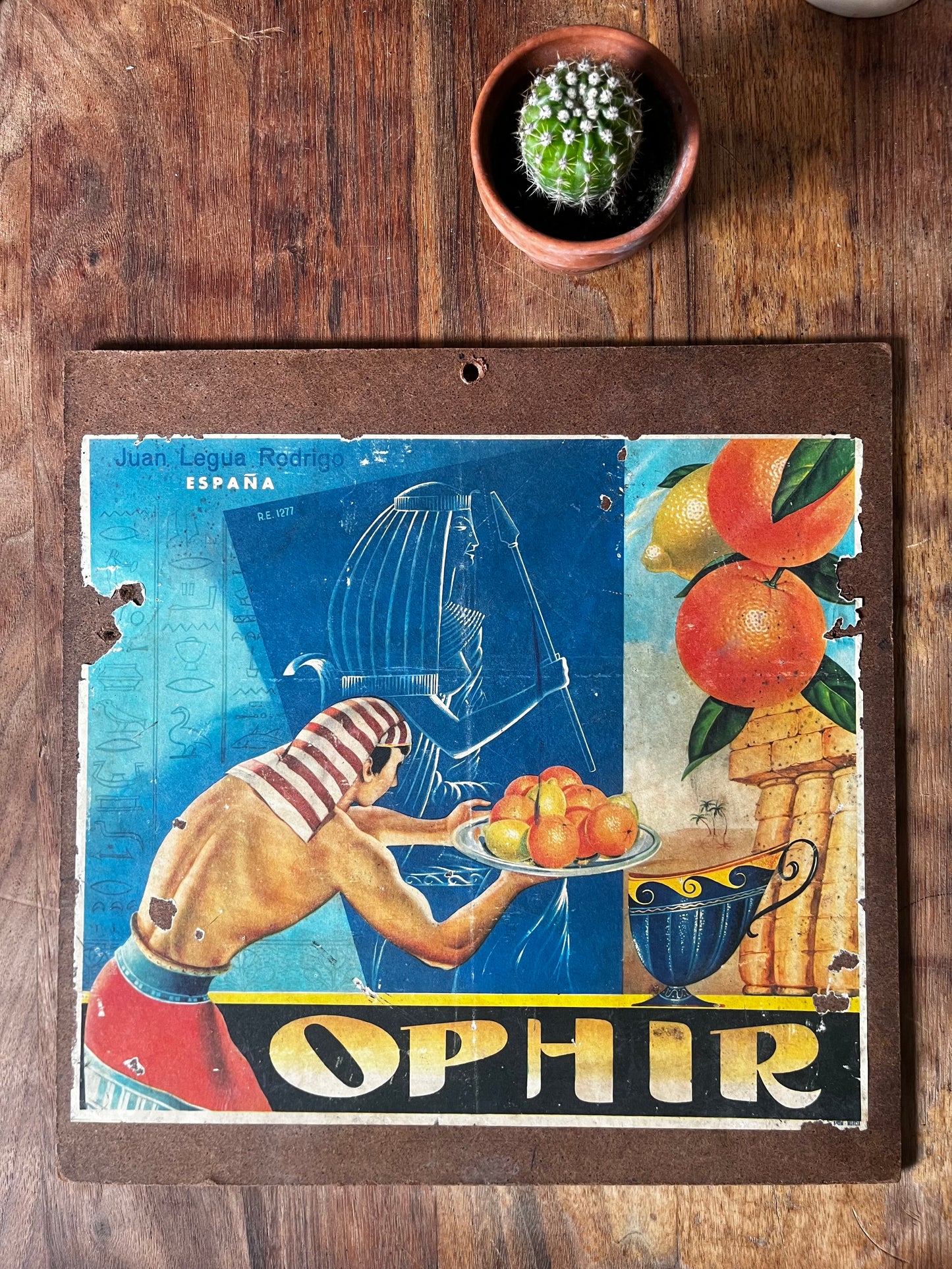 Vintage Spanish Orange crate artwork - Ophir