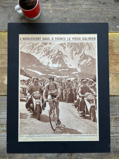 Vintage Cycling Print -Tour de France, Charly Gaul Col du Galibier