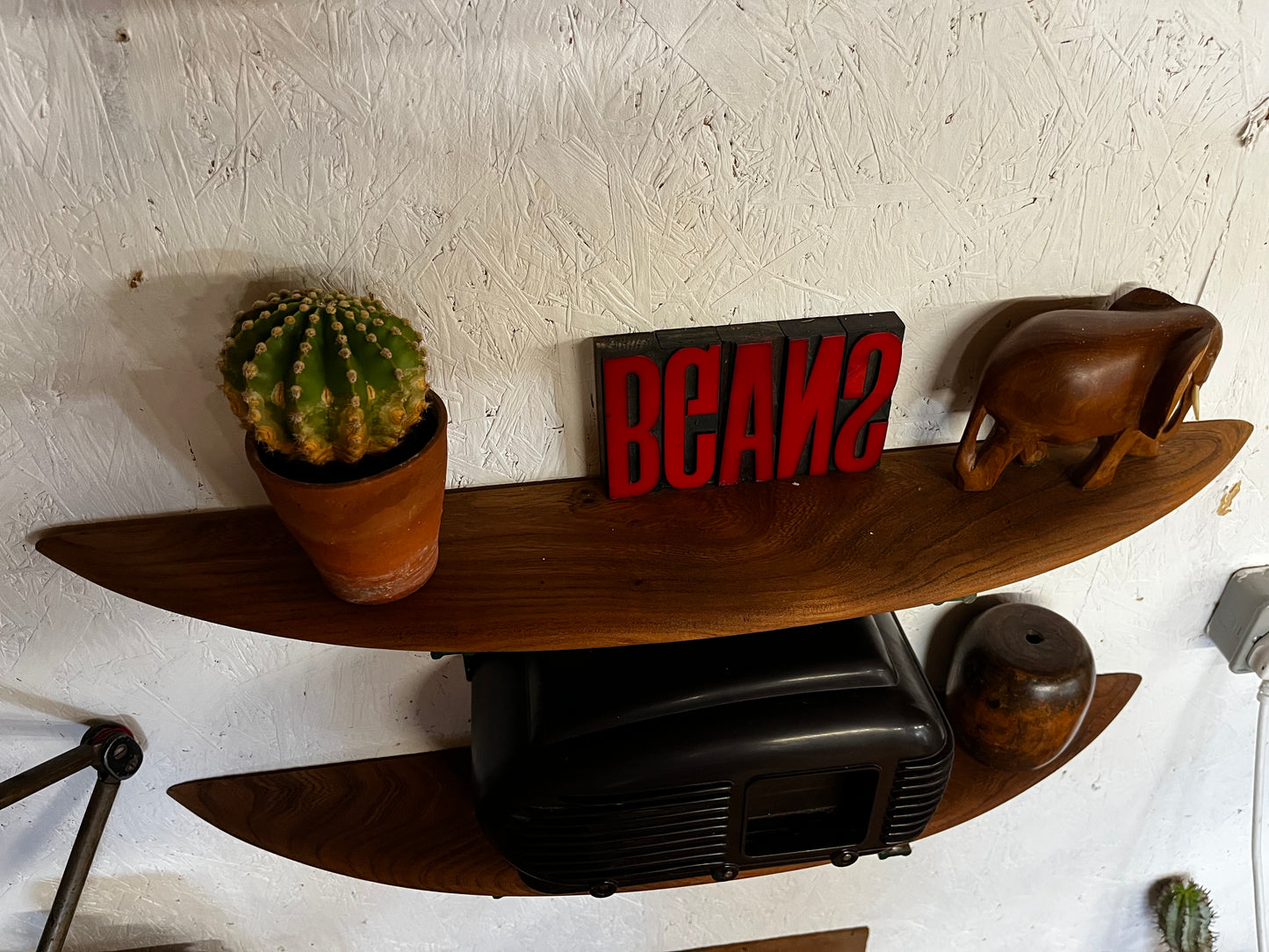 Custom made reclaimed elm shelving