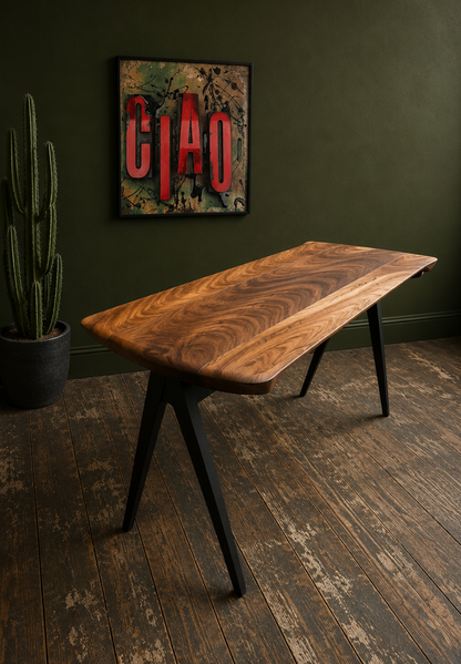 1950s James Leonard ESA side Table with reclaimed elm top