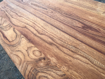 1950s James Leonard ESA side Table with reclaimed elm top