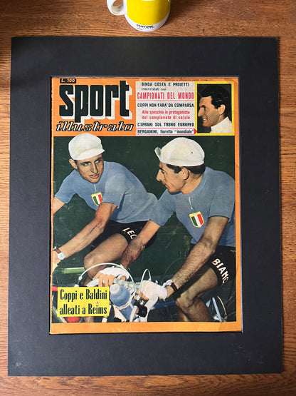 Vintage Cycling Print - Fausto Coppi Ercole Baldini 1957 Trofeo Baracchi