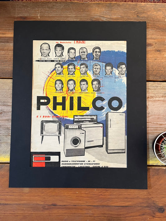 Vintage Giro d'italia / Philco advertisement 1960