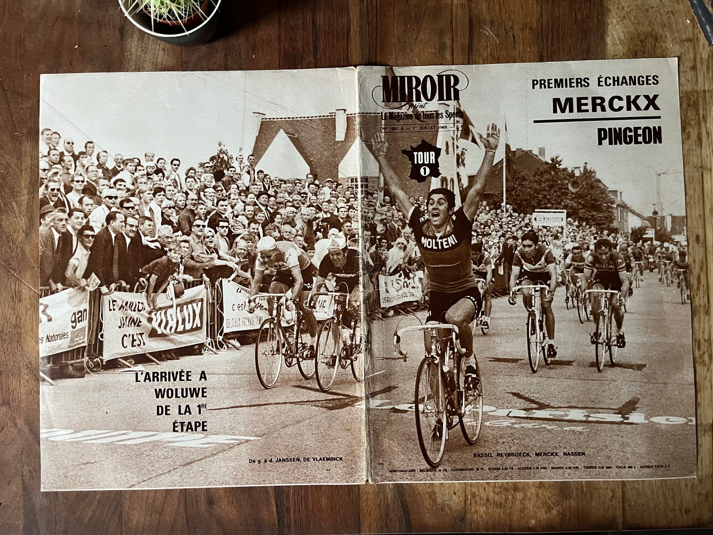 Vintage Tour de France cycling print Eddy Merckx Roger Pingeon 1969