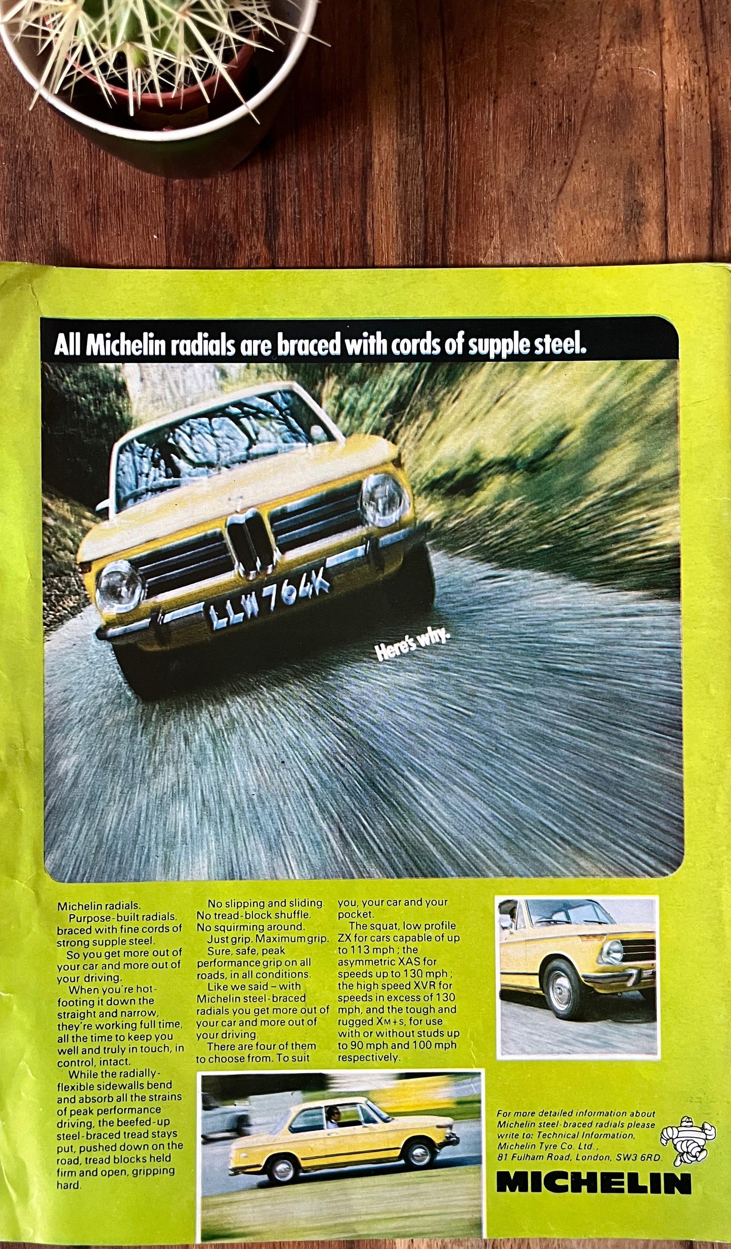 Vintage Michelin BMW 1600 Advertisement