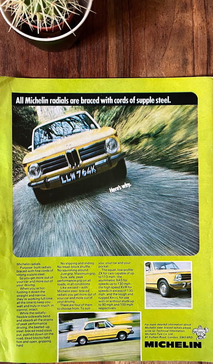 Vintage Michelin BMW 1600 Advertisement