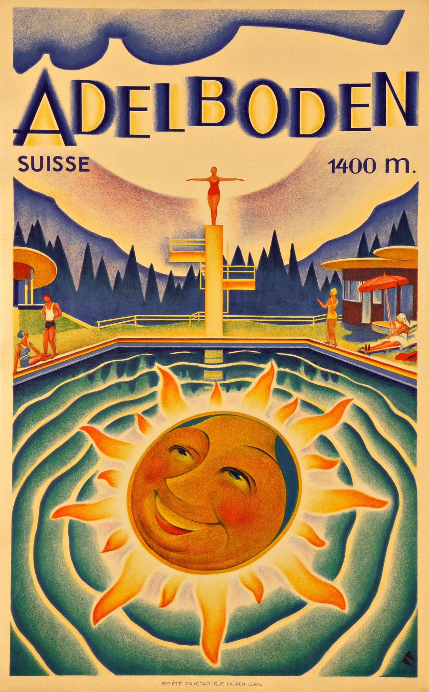 Vintage Ski poster Adelboden Switzerland