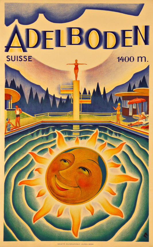Vintage Ski poster Adelboden Switzerland