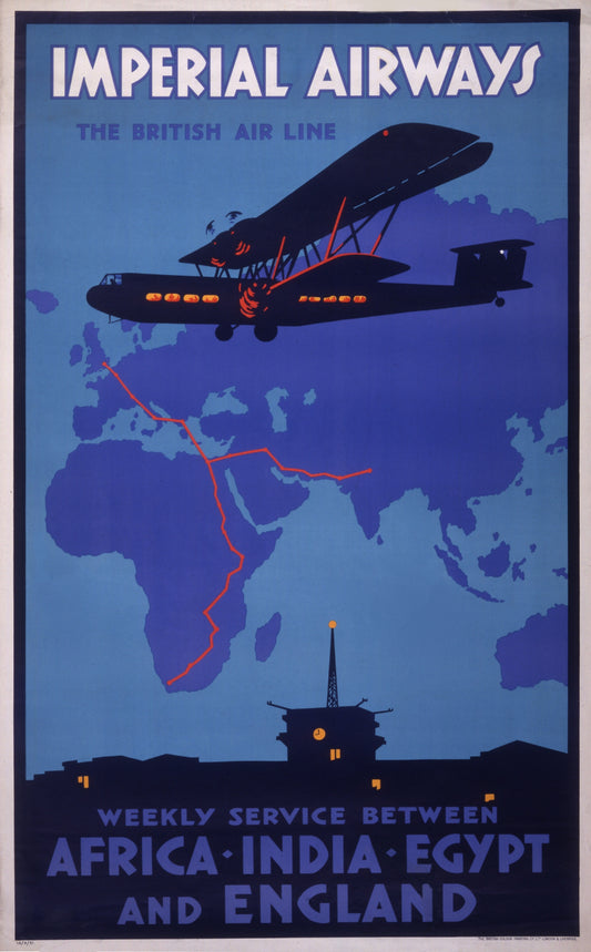 Vintage Travel poster - Imperial Airways Art Deco Africa India Egypt c1932