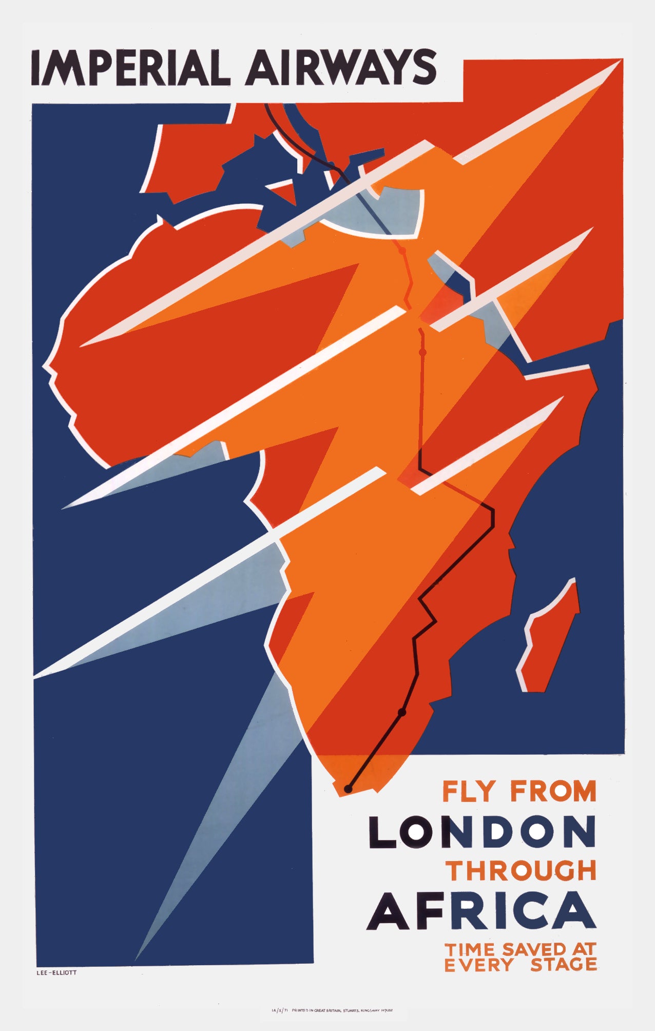 Vintage aviation Poster- Imperial Airways c1934 London - Africa