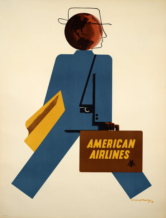 Vintage American Airlines advertisement c1948 E McKnight Kauffer