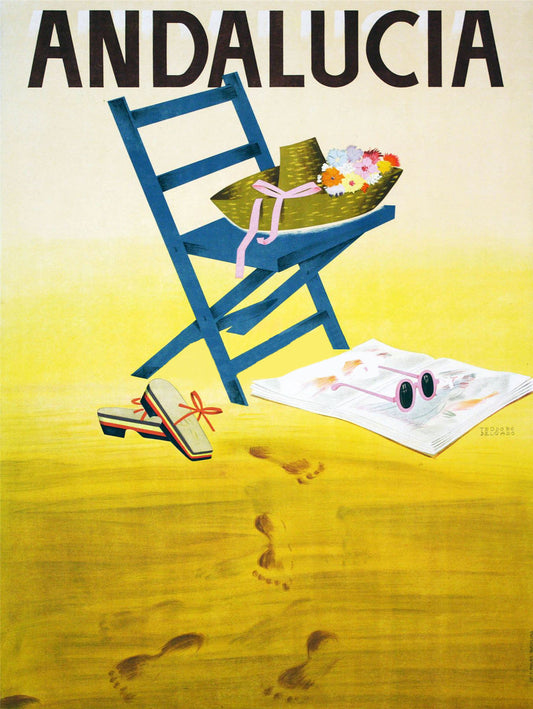 Andalucía Blue Chair - Vintage Spanish Travel Poster