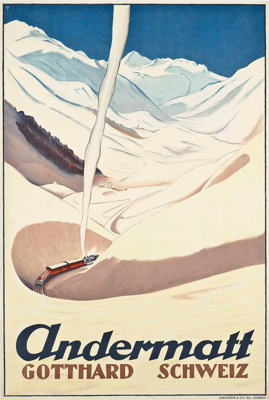 Vintage Ski poster Andermatt Switzerland 1927