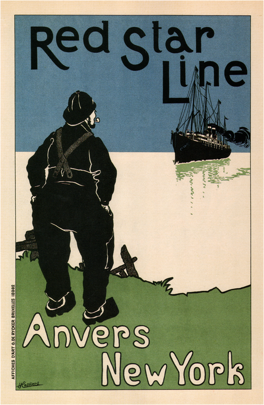 Anvers Red Star line New York vintage Travel poster