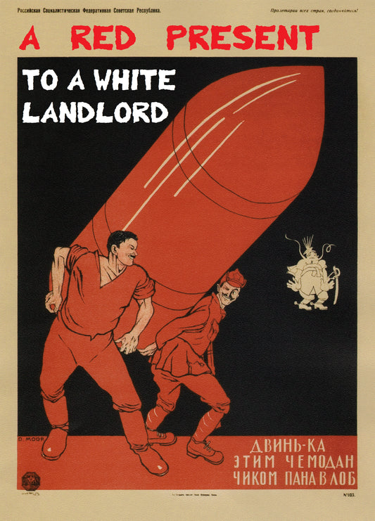 Vintage Soviet Constructivism poster -c1920 - "A red present to a white Landlord"