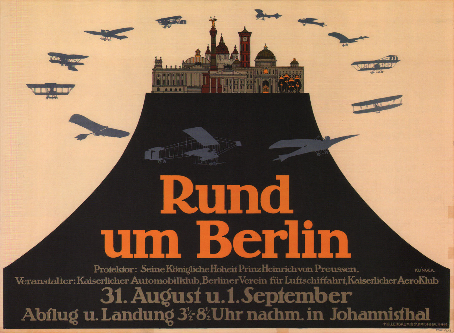 Vintage aviation poster Rund Um Berlin c1912