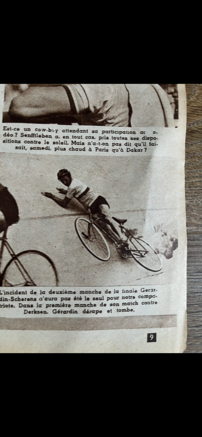 Vintage Tour de France cycling print c1953