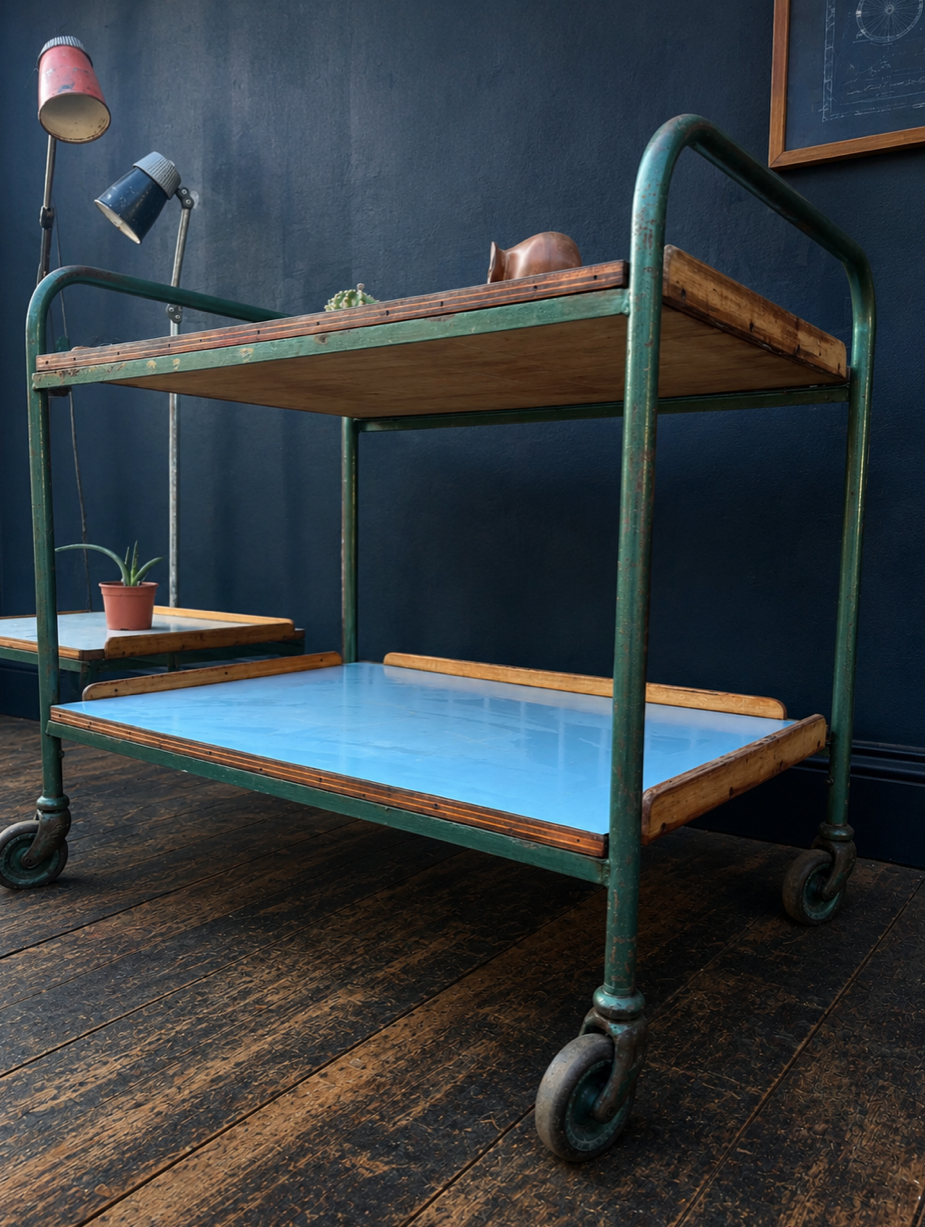 Vintage 1950s ex science lab trolley