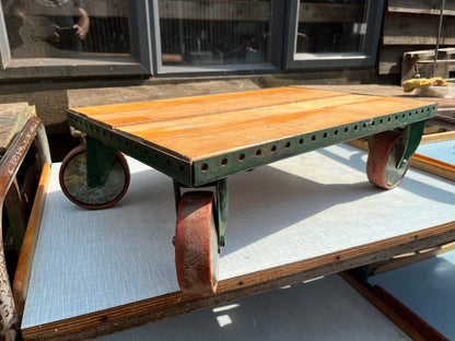 Vintage 1950s industrial trolley plant stand