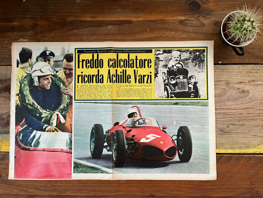 Vintage Italian motor racing original print 1950s Ferrari Giancarlo Baghetti