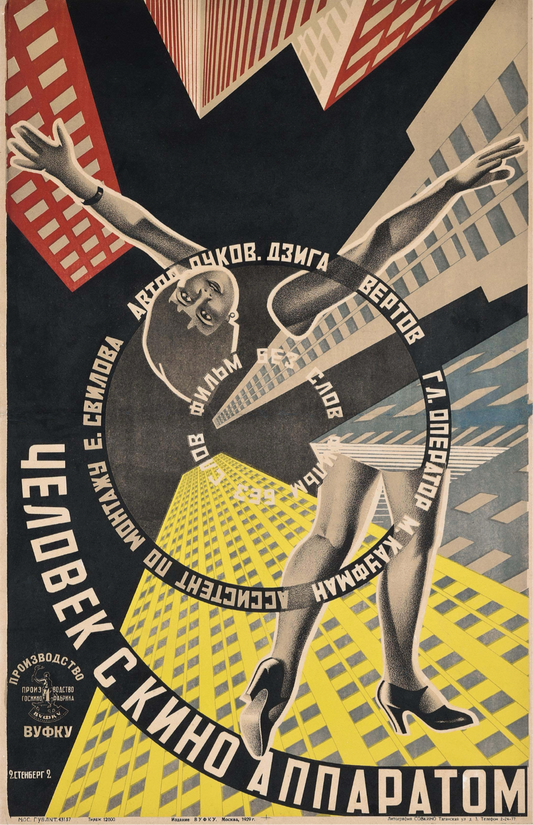 The man with the movie camera movie poster, Stenberg brothers, 1929
