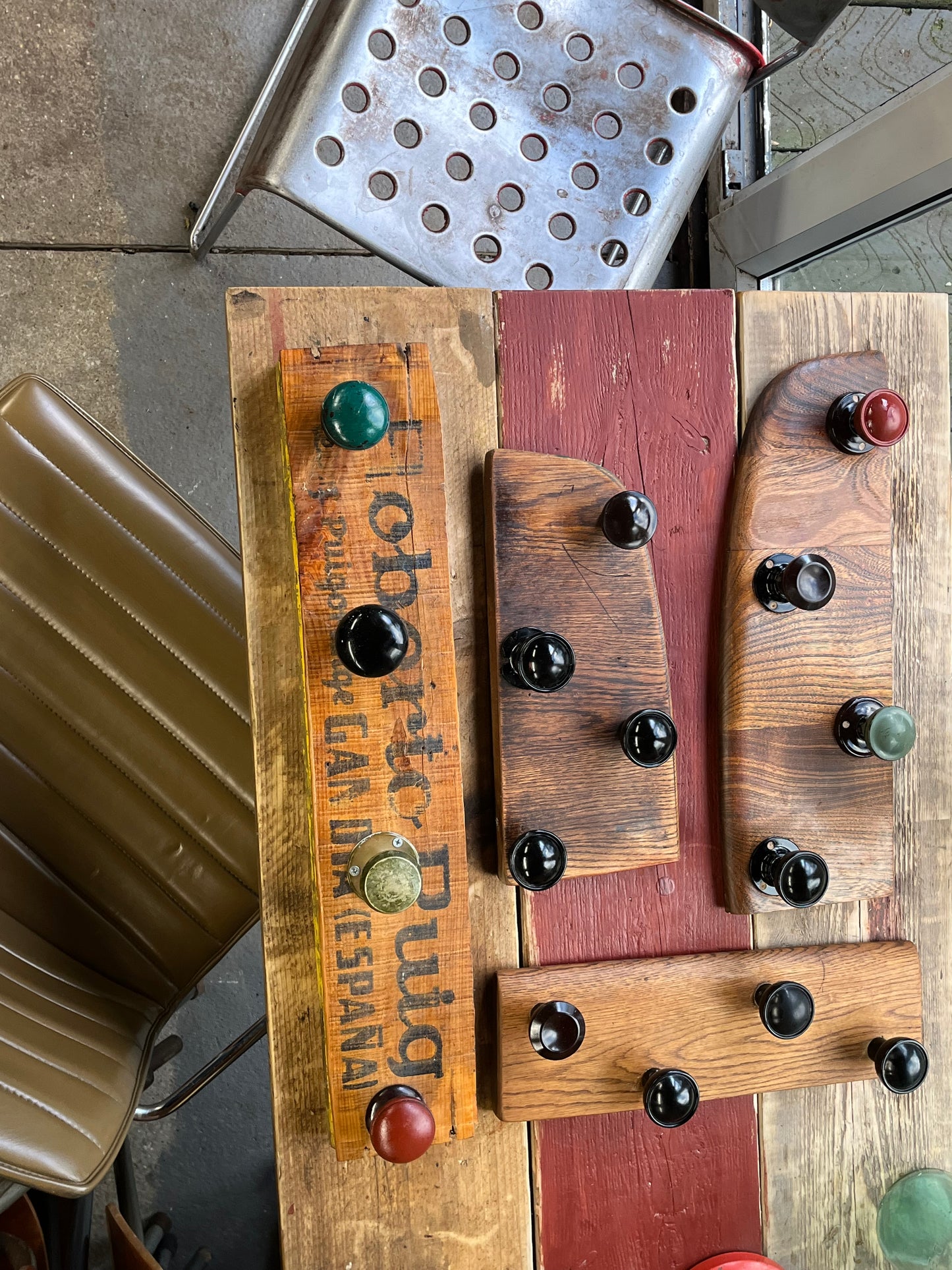 Reclaimed elm Doorknob coat hanger