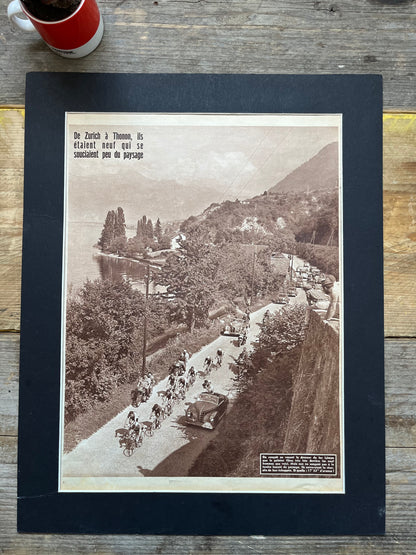 Tour de France vintage print c1952 Lac Le man