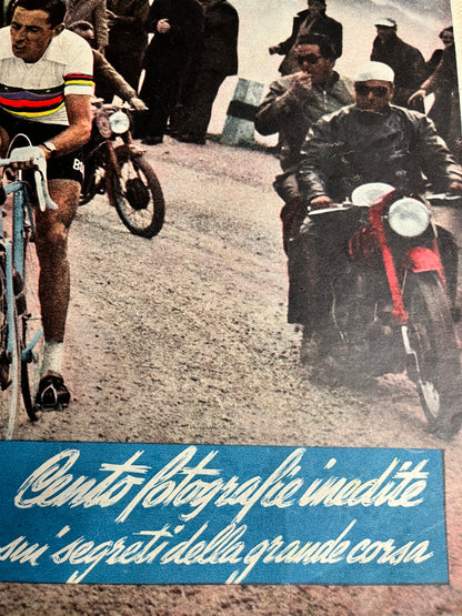 Vintage Cycling Print - Fausto Coppi, Bianchi Original , 1954