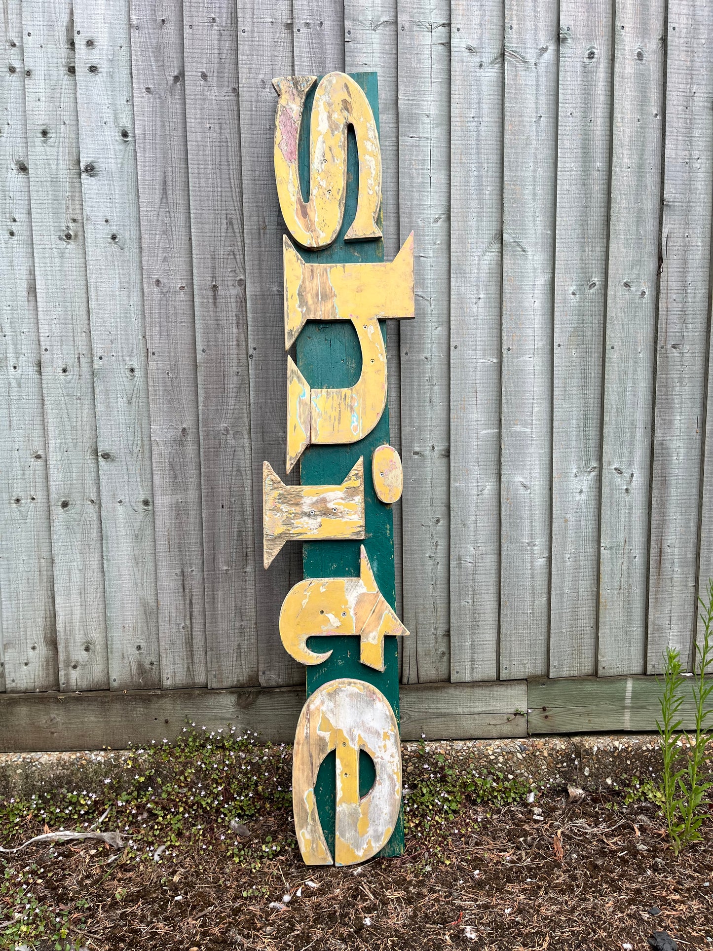 “Shite” reclaimed shop lettering custom signage