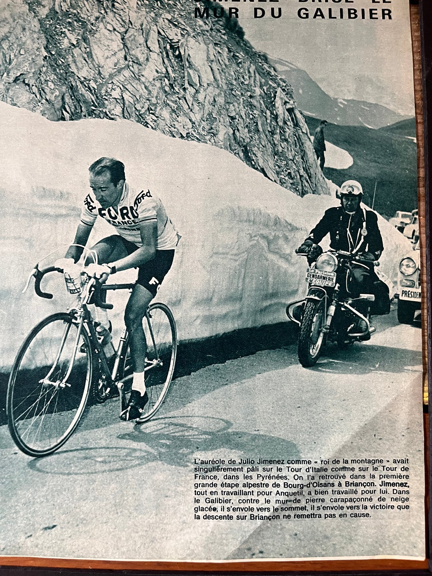 Vintage Cycling Print - Julio Jimenez, Tour de France, Col de Gslibier 1963