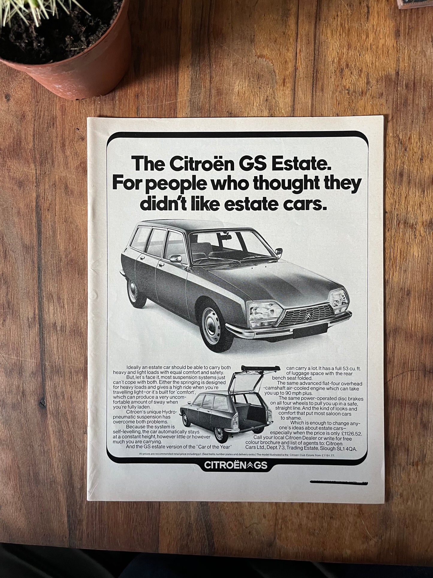Vintage Citroen GS advertisement 1971