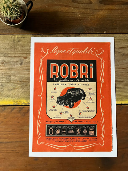 Vintage original Robri car accessories Advertisement  1950's
