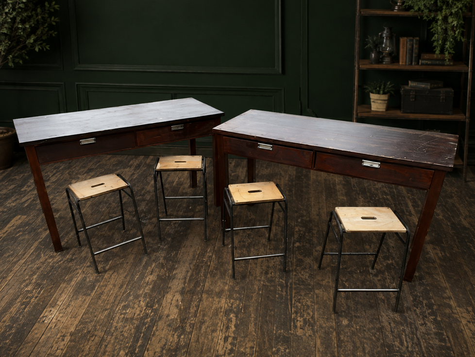 Iroko science lab table / desk from Smithdon school brutalist design c1954