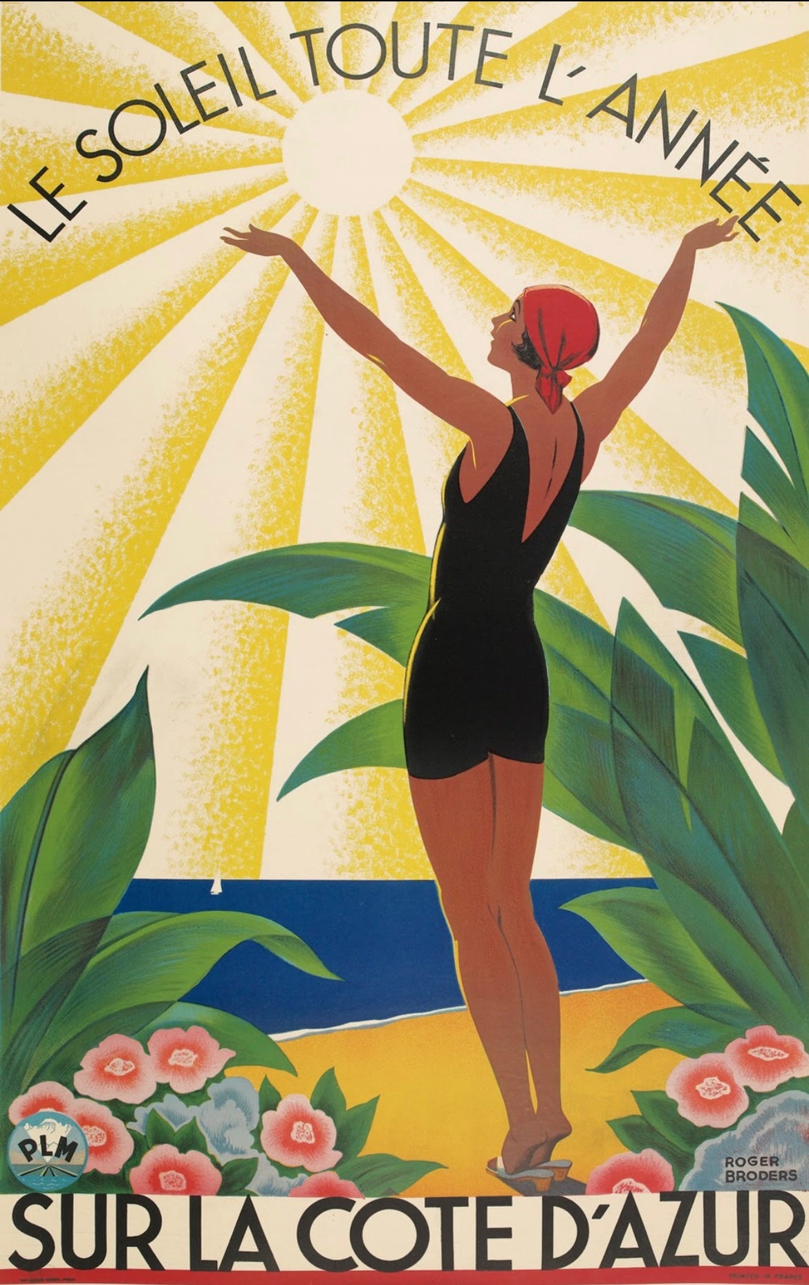 Cote d’azure 1920s french travel poster "The sun all year round"