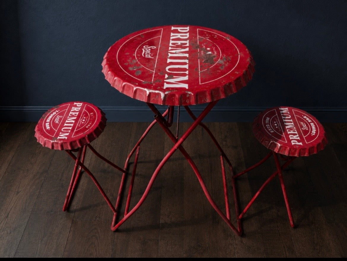 Vintage bottle top bar chair and table set