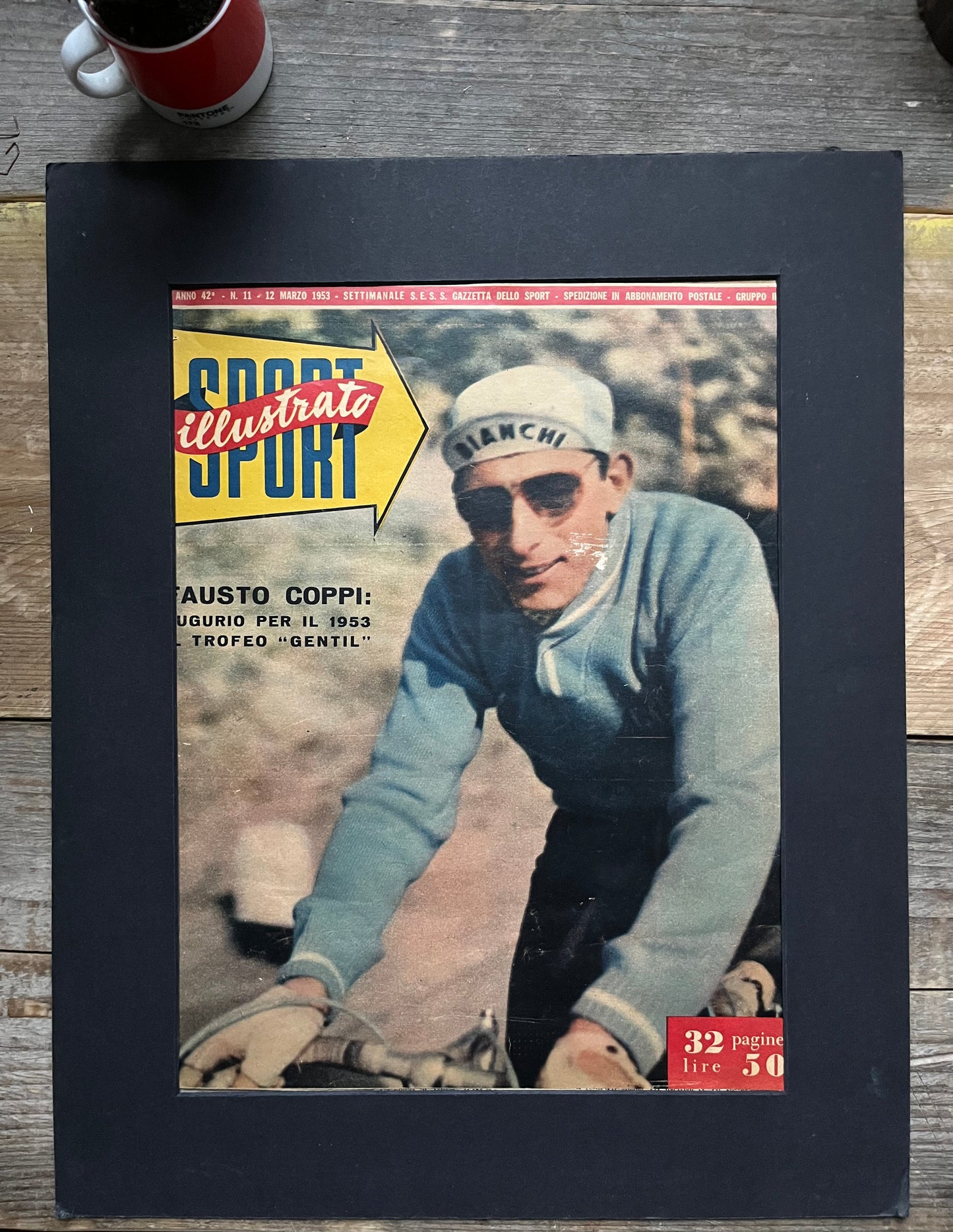 (Vintage Cycling Print - Fausto Coppi 1953