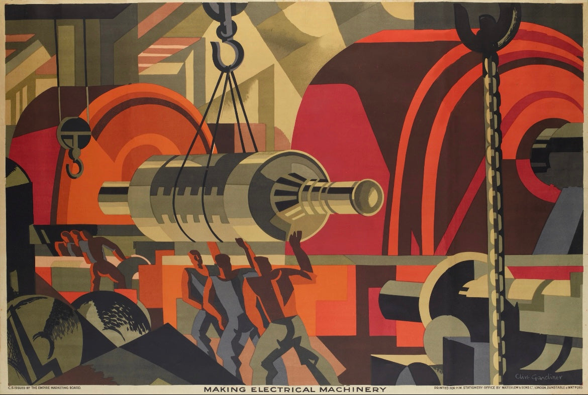 Making electrical machinery - Educational poster c1927 Industrial art poster