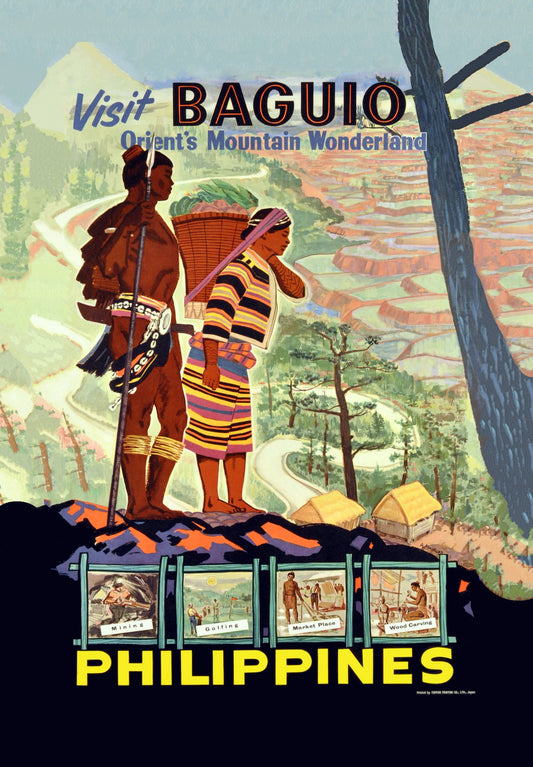 Vintage Philippine travel poster c1950s - 'Baguio'