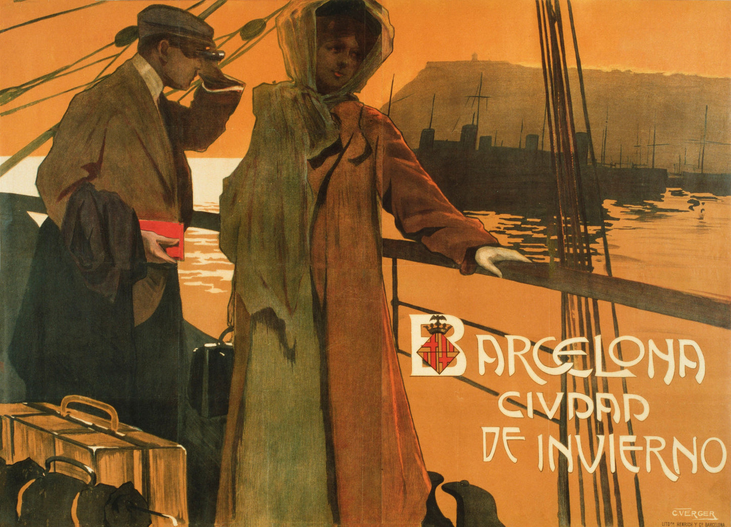 Barcelona winter city c1909 poster