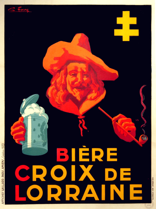 Biere croix de lorraine c1930s vintage advertising poster