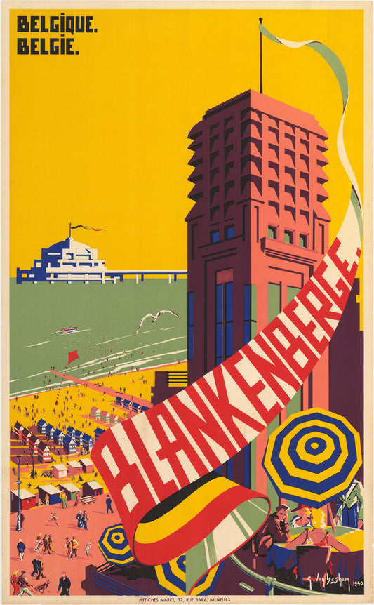 Belgian vintage Travel poster Blankenberge Belgique c1940